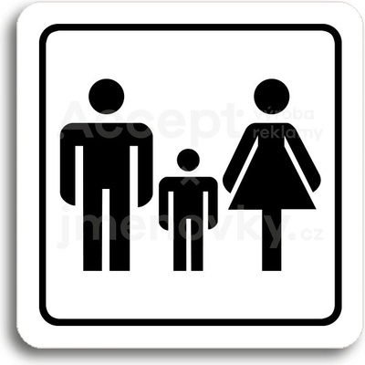 ACCEPT Piktogram rodiny s dětmi - bílá tabulka - černý tisk