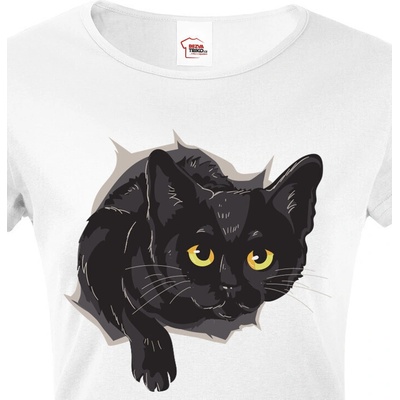 Bezvatriko.cz dámské triko černou kočkou Bílá – Hledejceny.cz