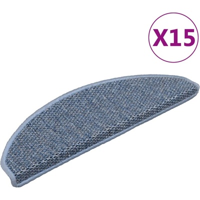 vidaXL Самозалепващи стелки за стълби вид сизал 15 бр 65x21x4 см сини