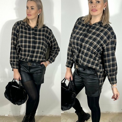 Flanelová kostkovaná košile NOELLA NI Černá