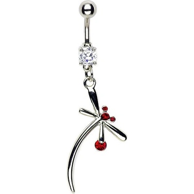 Šperky eshop piercing do pupíku vážka s červenou hlavičkou I14.25