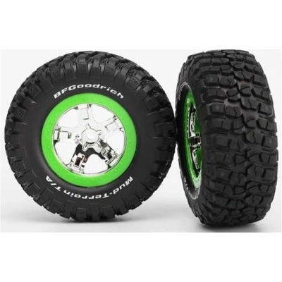 Traxxas koleso 2.2/3.0" disk SCT strieborný-zelený pneu KM2 2 predné