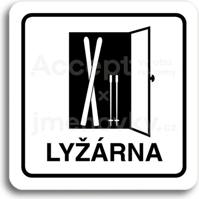 ACCEPT Piktogram lyžárna - bílá tabulka - černý tisk