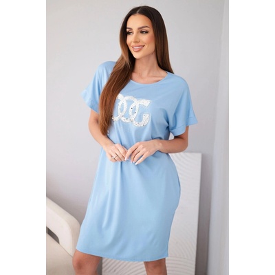 Fashionweek dámske oversize šaty s potlačou K12442 Modrá
