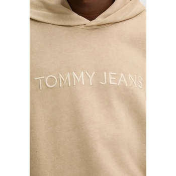 Tommy Hilfiger Памучен суичър Tommy Jeans в бежово с качулка с апликация DM0DM19741 (DM0DM19741)