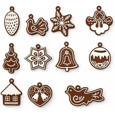 DECOLED Sada malých vianočných ozdôb, 3 × 4 cm, plast, balenie po 11 ks