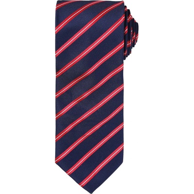 Premier Workwear Pásikavá kravata Sports Stripe tmavomodrá / červená