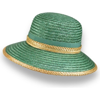 Krumlovanka Luxusní dámský slaměný klobouk Handcrafted střední kempa Co-14655 zelený