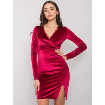 Priliehavé mini šaty s rozpárkom RV-SK-7343.29X bordo