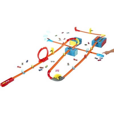 Mattel HW TRACK BUILDER BALENIE DRÁH SO ZÁVODNÝMI DOPLNKAMI ASST