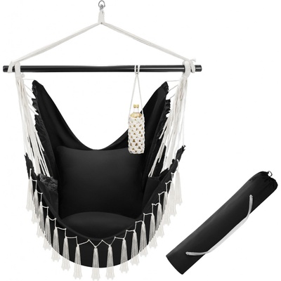 tectake 405078 závesné kreslo malika boho štýl čierna