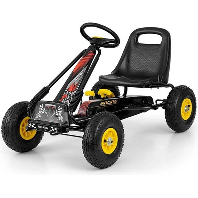 Go-kart Dětská šlapací motokára černá nafukovací kola