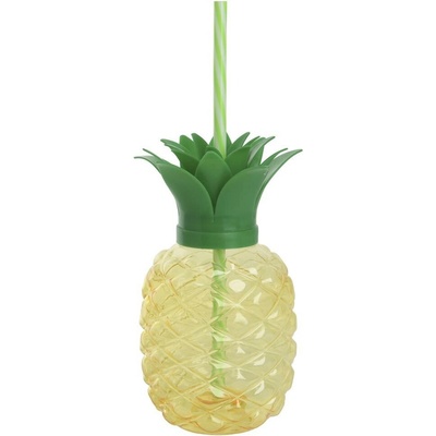 Akcia! Pohár párty ananás plast so slamkou V16/8,5/8,5cm