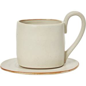 ferm LIVING Flow Чаша с чинийка, екрю, 2 бр (1104271929)