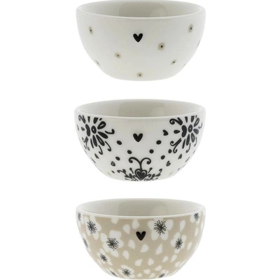 Bastion Collections LI-BOWL-ASS-016-BL 3 x mini miska flowers assort in black 6 x 3 cm