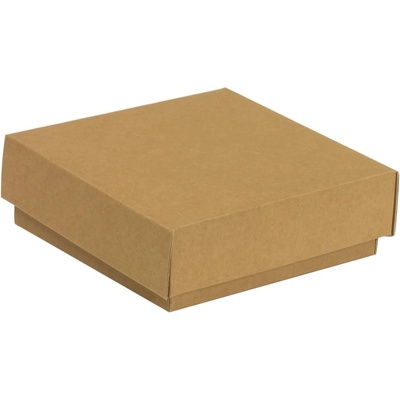 Dárková krabička s víkem 150x150x50/40 mm, hnědá - kraftová