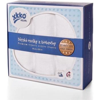 KIKKO Osušky/pleny dětské z biobavlny Staré časy 90x100 (3 ks) – bílé