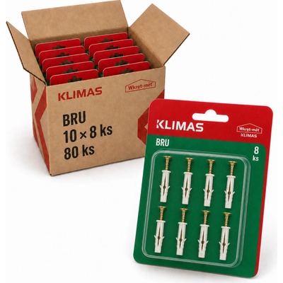 Klimas Wkret-Met 8x60mm - 1 Kartón (10x8 ks) - Univerzálna rozperná hmoždinka so skrutkou, BRU