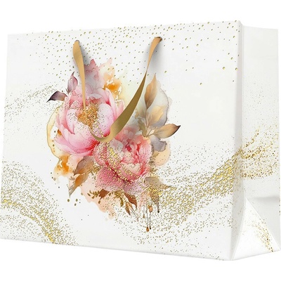 Darčeková taška - 33,5x26,5x13 cm, Artistic Peony Seamless
