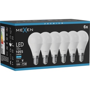 Mexen Nova 6x LED крушка E14, G45, 10W, Студена - 6500K, 1055 lm - L101-E14-1065-01x06 (L101-E14-1065-01x06)