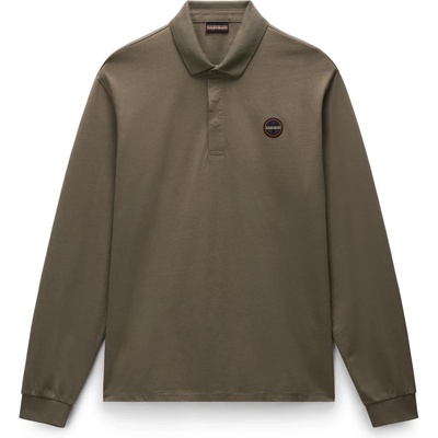 Napapijri Мъжка поло тениска Napapijri E-Badge L/S Polo shirt - Tea Leaf (216-6804-0211)