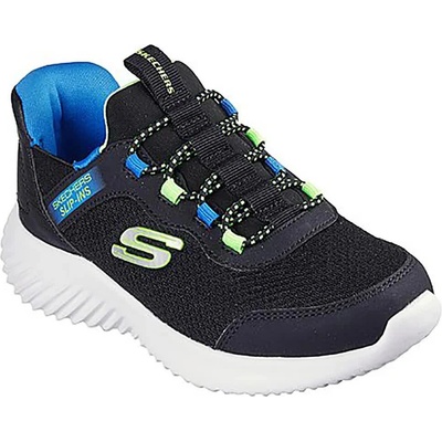 Маратонки Skechers Bounder Brisk Burst trainers - Black (Black Synthetic / Textile / Blue & Black Trim)
