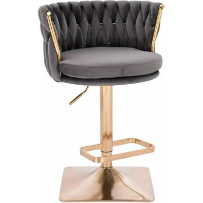 LuxuryForm Design Lyon Velur na zlatej hranatej podstave tmavo šedá