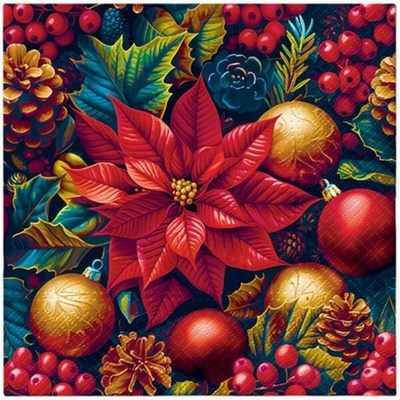 PAW SDL240700 Vintage Poinsetia Charm servítky 33x33cm 3V vianočné 20ks