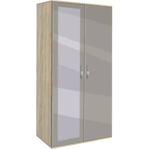 Bogdan Furniture G Двукрилен гардероб Мебели Богдан, модел BM-Ava 21 с огледало, ГБ сонома и сиво гланц