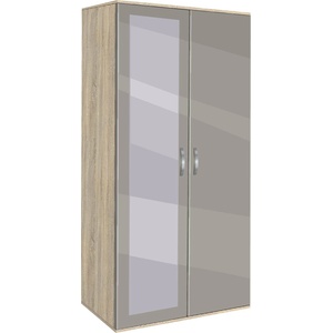 Bogdan Furniture G Двукрилен гардероб Мебели Богдан, модел BM-Ava 21 с огледало, ГБ сонома и сиво гланц