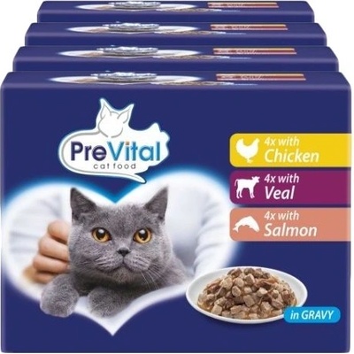 PreVital Cat Консерва пиле/телешко/сьомга в сос 48 x 100 г