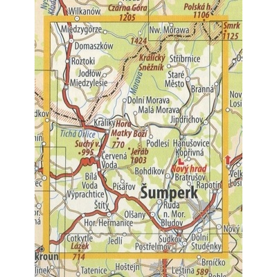 KČT 53 Králický Sněžník - nástěnná turistická mapa 60 x 90 cm Varianta: mapa v dřevěném rámu, Provedení: Ticiago černý