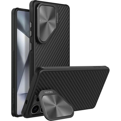 Nillkin Magsafe Калъф за Samsung S25 Ultra, Nillkin Aramid Fiber CarboProp Lens Kickstand Case, Черен (6902048291034)