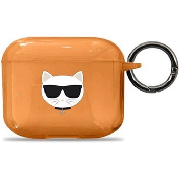 Karl Lagerfeld Защитен калъф Karl Lagerfeld AirPods 3 Choupette Head Silicone Case, за Apple Airpods 3, силиконов, с карабинер, оранжев (KLA3UCHFO / 54247)