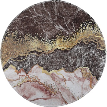 Vitaus Миещ се кръгъл килим в кафяво-златисто ø 120 cm - Vitaus (KRN-S9541-Yuvarlak-120x120)