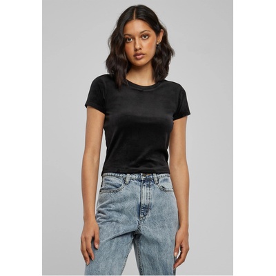 Urban Classics Дамска кадифена тениска в черен цвят Urban ClassicsUB-TB6052-00007 - Черен, размер XXL