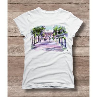 Дамска тениска 'Разходка в парка' - бял, xs