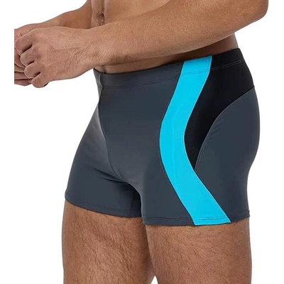 Мъжки бански боксер в сиво със син и черен акцент