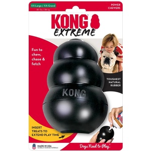 KONG Extreme Large - Гумена кучешка играчка за дъвчене с място за поставяне на лакомство 11 см. черна