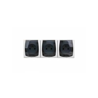 Ospel MADERA Hermetic socket triple with/u IP44 flap transparent white (GNH-3nZd)