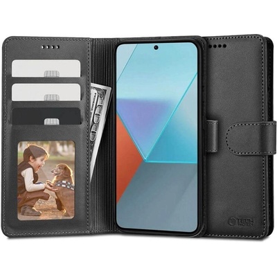 Tech-Protect Кожен Калъф с Джобове за Xiaomi Redmi Note 13 Pro 4G, Tech-Protect Wallet Book Case, Черен (5906302300204)