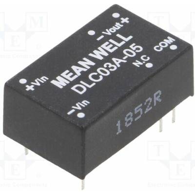 MEAN WELL DLC03A-05 Měnič: DC/DC; 3W; Uvst: 9÷18VDC; Uvýst: 5VDC; Uvýst2: -5VDC; DIP16