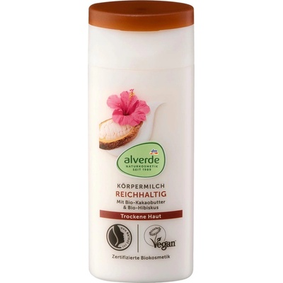 alverde Naturkosmetik tělové mléko bio kakao & bio ibišek 50 ml
