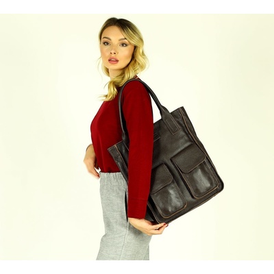 Mazzini kožená shopper kabelka caffe s131d hnedá