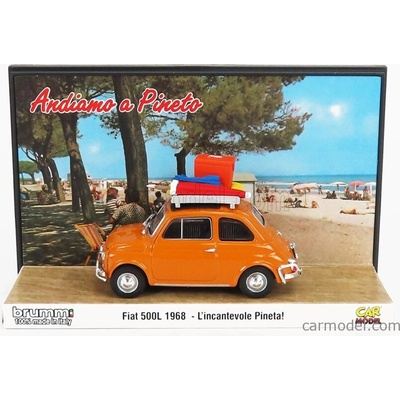 Brumm prom Fiat 500l 1968 Tutti Al Mare L'incantevole Pineta Andiamo A Pineto Exclusive Carmodel Giallo Positano Žlutá 1:43