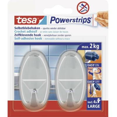 tesa POWERSTRIPS® Háčik Powerstrips® veľký oválny chróm Množstvo: 2 ks