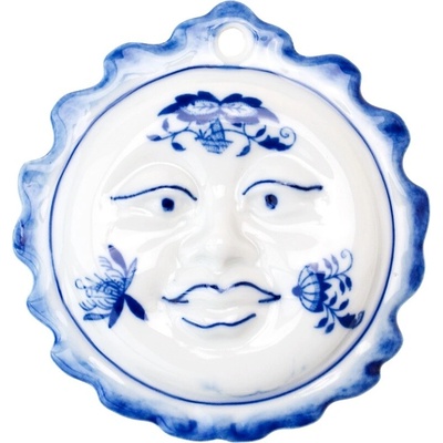 Cibulák Vánoční ozdoba sluníčko oboustranné 10 cm originální cibulákový porcelán Dubí cibulový vzor 10622
