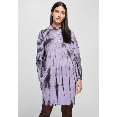 Urban Classics Ladies Oversized Tie Dye Hoody Dress Black/Lavender