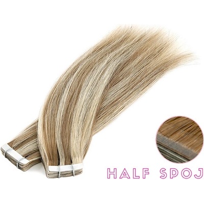 Vlasové PU pásky HALF poloviční tape in na prodlužování vlasů 40cm 14/24 tmavá blond / platinová extra – Zboží Dáma