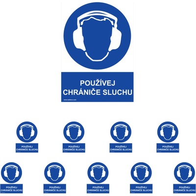 Walteco Používaj chrániče sluchu 210x297mm, formát A4, plastová tabuľka Množstvo: 10 ks , 20022BP2